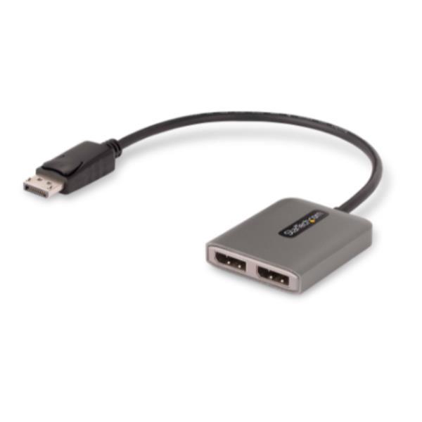 StarTech.com 2-Port DisplayPort MST Hub, Dual 4K 60Hz, DP to 2x DisplayPort Monitor Adapter, DP 1.4 Multi-Monitor Video Adapter w/ 1ft Built-in Cable, USB Powered, Windows Only - Multi Stream Transport Hub (MST14DP122DP) - Hub - 1 x DisplayPort + 1 x micro USB + 2 x DisplayPort